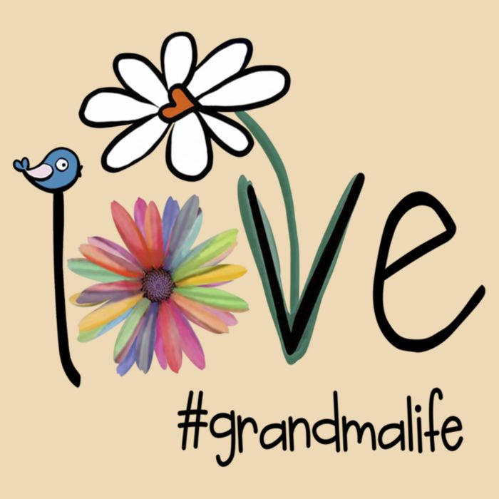 Love Grandma Life Art Flower Drawstring Bag