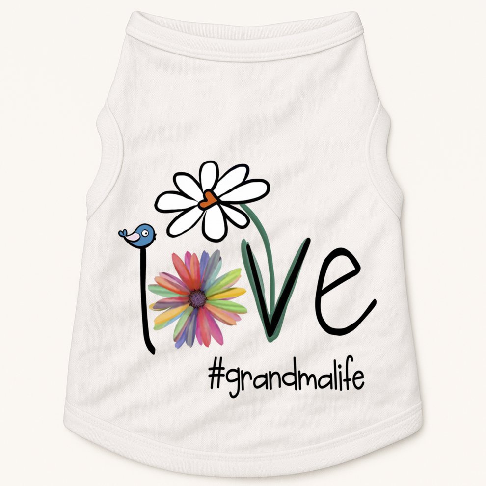 Love Grandma Life Art Flower Doggie Tank