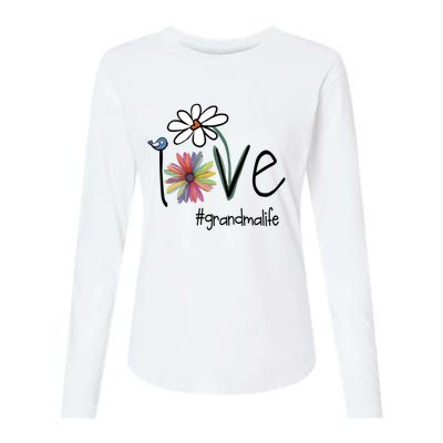 Love Grandma Life Art Flower Womens Cotton Relaxed Long Sleeve T-Shirt