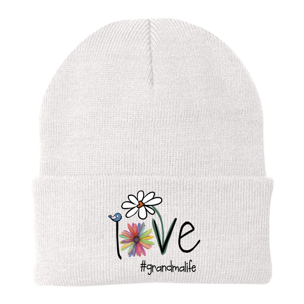 Love Grandma Life Art Flower Beanie