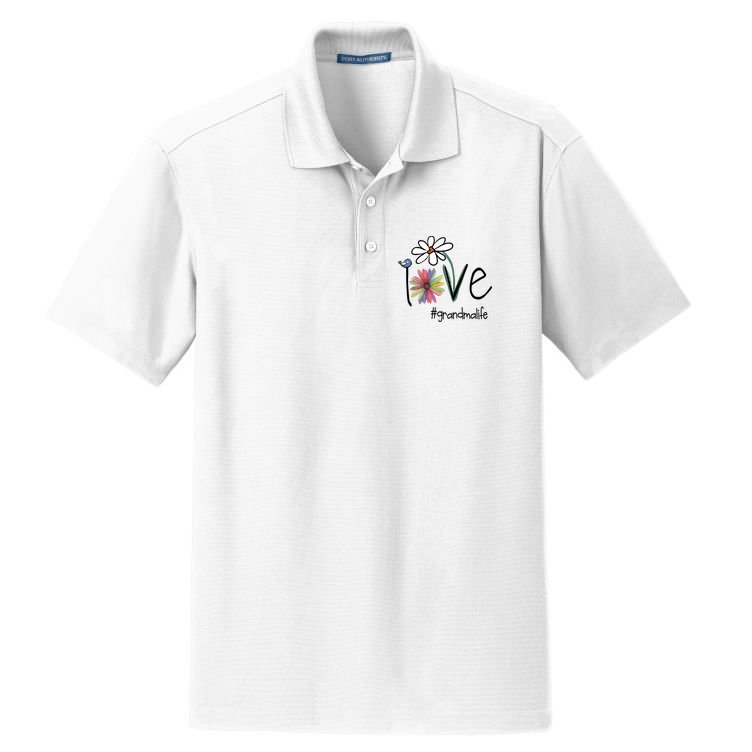 Love Grandma Life Art Flower Dry Zone Grid Polo