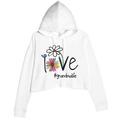 Love Grandma Life Art Flower Crop Fleece Hoodie