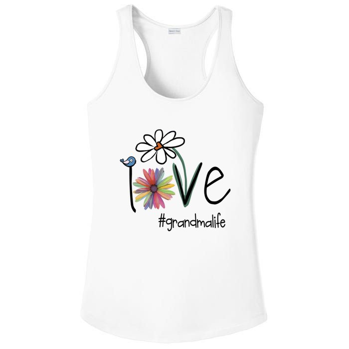 Love Grandma Life Art Flower Ladies PosiCharge Competitor Racerback Tank