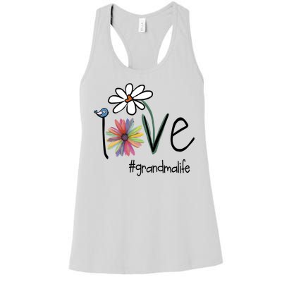 Love Grandma Life Art Flower Women's Racerback Tank