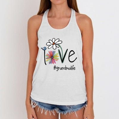 Love Grandma Life Art Flower Women's Knotted Racerback Tank