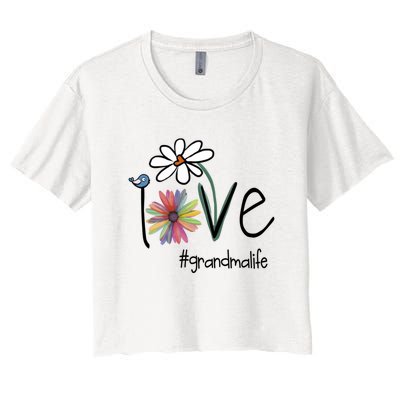 Love Grandma Life Art Flower Women's Crop Top Tee