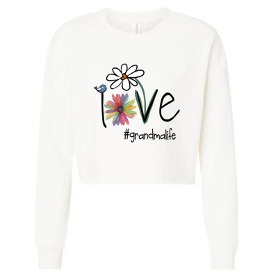 Love Grandma Life Art Flower Cropped Pullover Crew