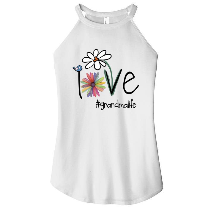 Love Grandma Life Art Flower Women's Perfect Tri Rocker Tank