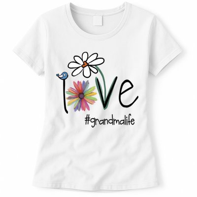 Love Grandma Life Art Flower Womens T-Shirt
