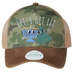 LetS Get Lit Chrismukkah Hanukkah Christmas Matching Family Legacy Tie Dye Trucker Hat