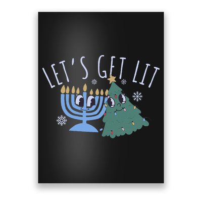 LetS Get Lit Chrismukkah Hanukkah Christmas Matching Family Poster