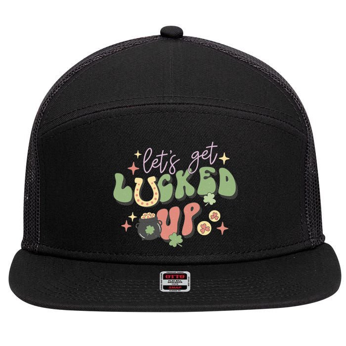 Lets Get Lucked Up Cute St Patricks Day 7 Panel Mesh Trucker Snapback Hat