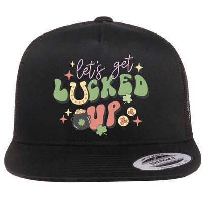 Lets Get Lucked Up Cute St Patricks Day Flat Bill Trucker Hat