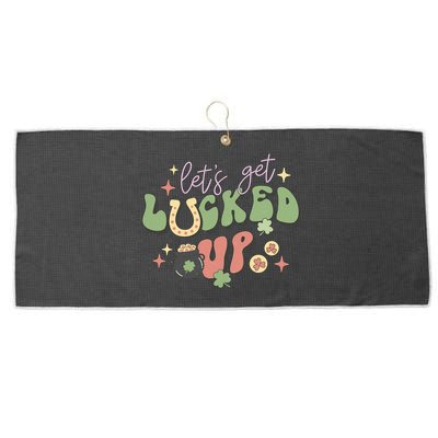Lets Get Lucked Up Cute St Patricks Day Large Microfiber Waffle Golf Towel