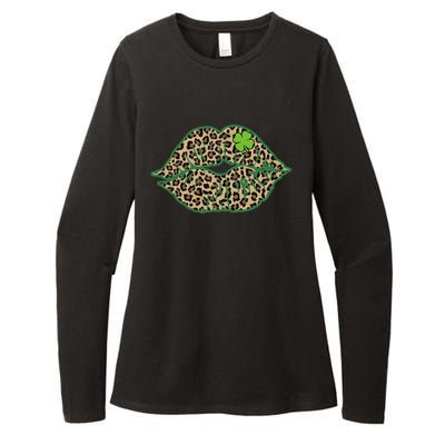 Leopard Green Lips Sexy Irish Culture Leaf Clover Funny St Cool Gift Womens CVC Long Sleeve Shirt