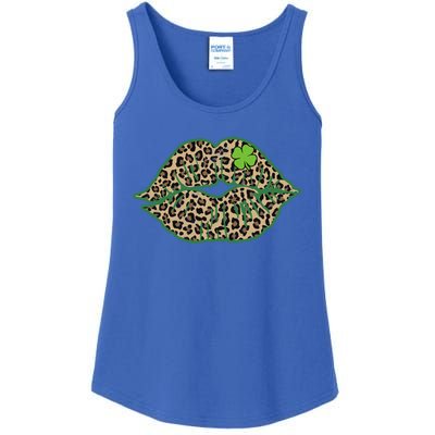 Leopard Green Lips Sexy Irish Culture Leaf Clover Funny St Cool Gift Ladies Essential Tank