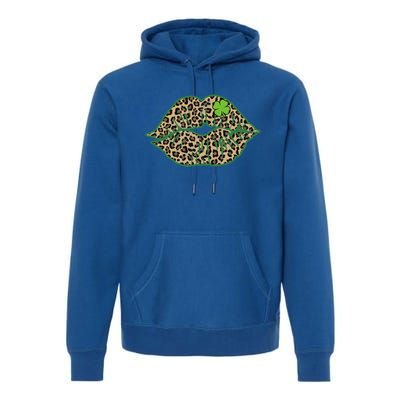 Leopard Green Lips Sexy Irish Culture Leaf Clover Funny St Cool Gift Premium Hoodie