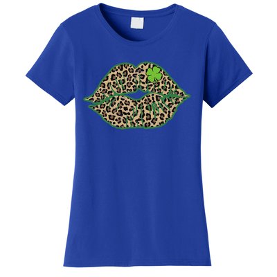 Leopard Green Lips Sexy Irish Culture Leaf Clover Funny St Cool Gift Women's T-Shirt