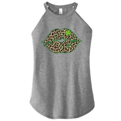 Leopard Green Lips Sexy Irish Culture Leaf Clover Funny St Cool Gift Women's Perfect Tri Rocker Tank