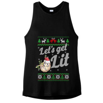 Let's Get Lit Funny Sloth Christmas Funny Sloth Lovers Meaningful Gift Ladies PosiCharge Tri-Blend Wicking Tank