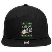 Let's Get Lit Funny Sloth Christmas Funny Sloth Lovers Meaningful Gift 7 Panel Mesh Trucker Snapback Hat