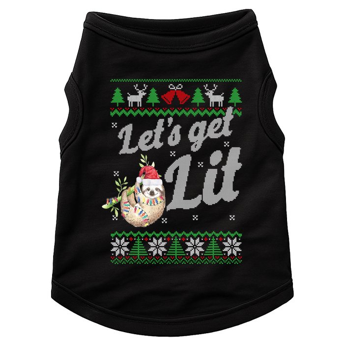 Let's Get Lit Funny Sloth Christmas Funny Sloth Lovers Meaningful Gift Doggie Tank