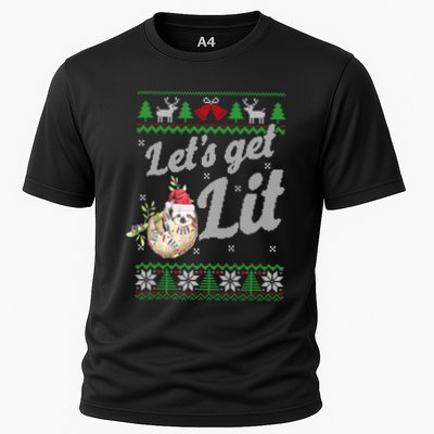 Let's Get Lit Funny Sloth Christmas Funny Sloth Lovers Meaningful Gift Performance Shirt