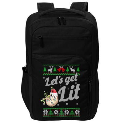 Let's Get Lit Funny Sloth Christmas Funny Sloth Lovers Meaningful Gift Impact Tech Backpack