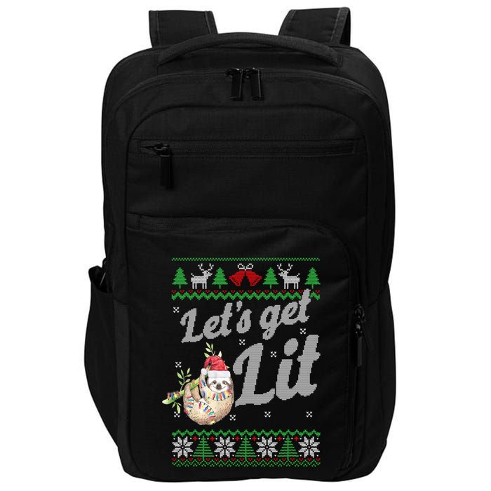 Let's Get Lit Funny Sloth Christmas Funny Sloth Lovers Meaningful Gift Impact Tech Backpack