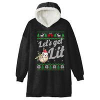 Let's Get Lit Funny Sloth Christmas Funny Sloth Lovers Meaningful Gift Hooded Wearable Blanket