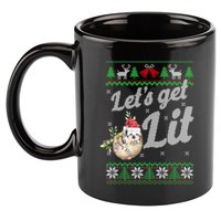 Let's Get Lit Funny Sloth Christmas Funny Sloth Lovers Meaningful Gift 11oz C Handle Ceramic Mug