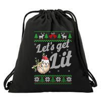 Let's Get Lit Funny Sloth Christmas Funny Sloth Lovers Meaningful Gift Drawstring Bag