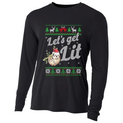 Let's Get Lit Funny Sloth Christmas Funny Sloth Lovers Meaningful Gift Cooling Performance Long Sleeve Crew