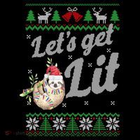 Let's Get Lit Funny Sloth Christmas Funny Sloth Lovers Meaningful Gift Cooling Performance Long Sleeve Crew