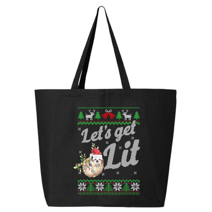Let's Get Lit Funny Sloth Christmas Funny Sloth Lovers Meaningful Gift 25L Jumbo Tote
