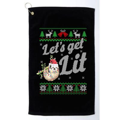 Let's Get Lit Funny Sloth Christmas Funny Sloth Lovers Meaningful Gift Golf Towel