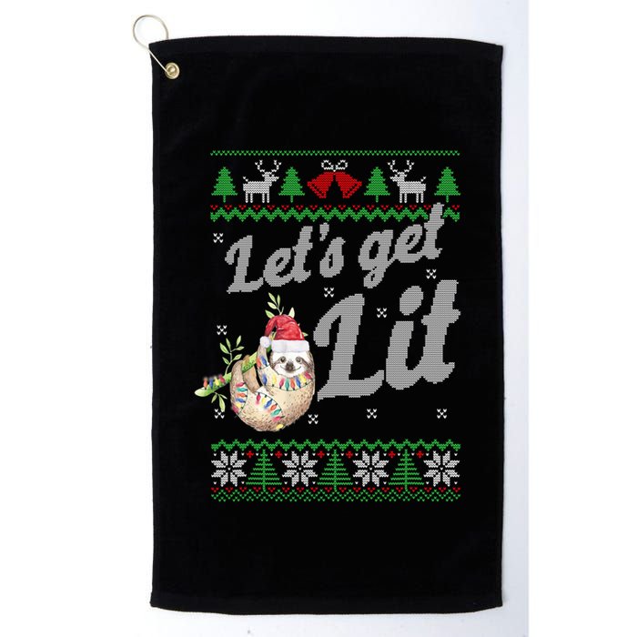 Let's Get Lit Funny Sloth Christmas Funny Sloth Lovers Meaningful Gift Golf Towel