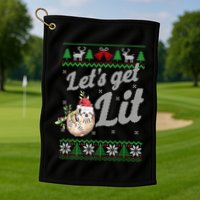 Let's Get Lit Funny Sloth Christmas Funny Sloth Lovers Meaningful Gift Golf Towel