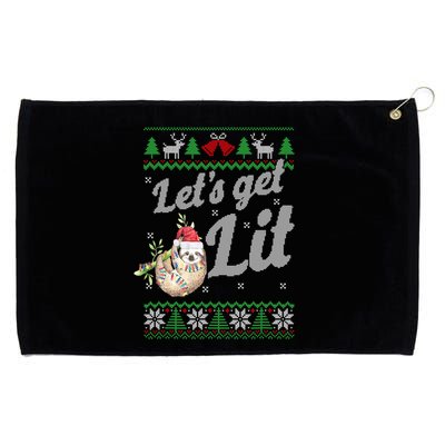 Let's Get Lit Funny Sloth Christmas Funny Sloth Lovers Meaningful Gift Grommeted Golf Towel