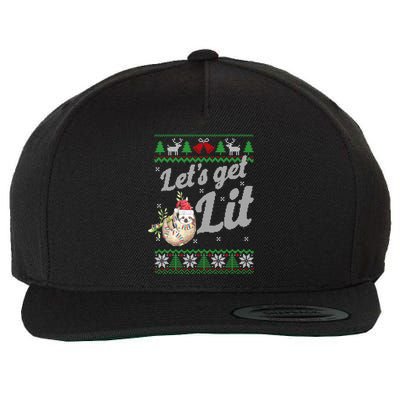 Let's Get Lit Funny Sloth Christmas Funny Sloth Lovers Meaningful Gift Wool Snapback Cap