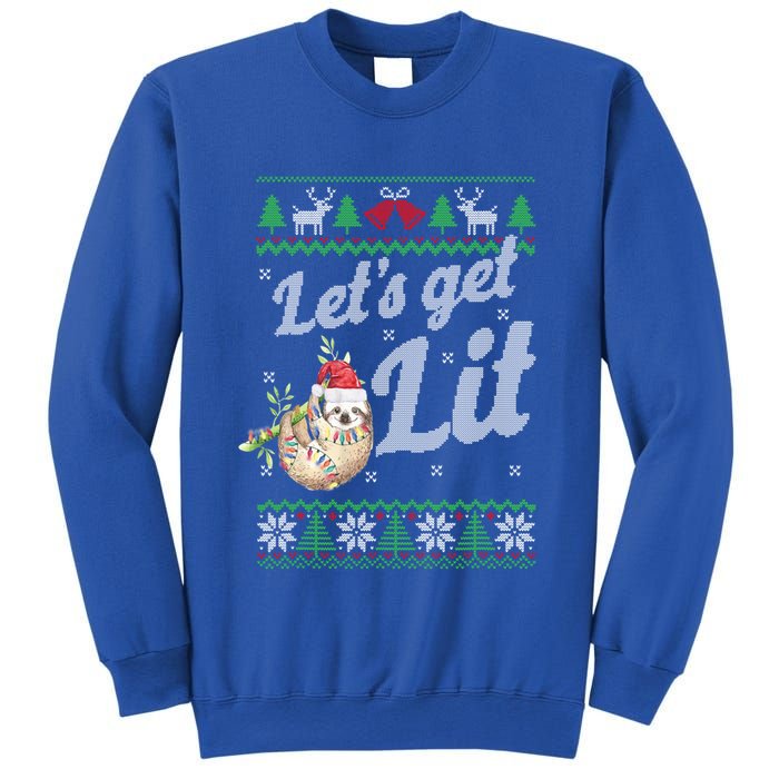 Let's Get Lit Funny Sloth Christmas Funny Sloth Lovers Meaningful Gift Sweatshirt