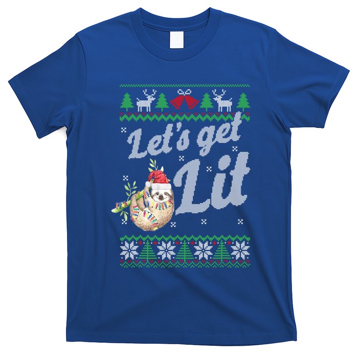 Let's Get Lit Funny Sloth Christmas Funny Sloth Lovers Meaningful Gift T-Shirt