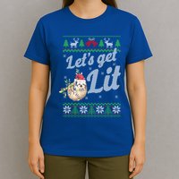 Let's Get Lit Funny Sloth Christmas Funny Sloth Lovers Meaningful Gift T-Shirt