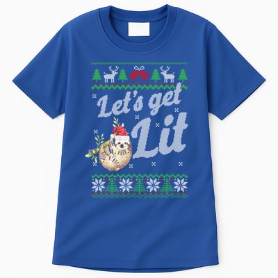 Let's Get Lit Funny Sloth Christmas Funny Sloth Lovers Meaningful Gift Tall T-Shirt