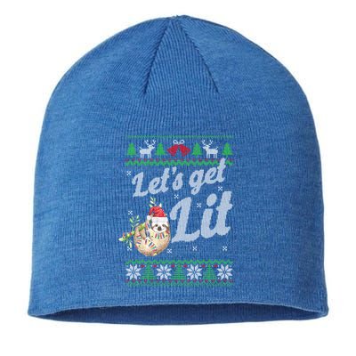 Let's Get Lit Funny Sloth Christmas Funny Sloth Lovers Meaningful Gift Sustainable Beanie