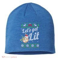 Let's Get Lit Funny Sloth Christmas Funny Sloth Lovers Meaningful Gift Sustainable Beanie
