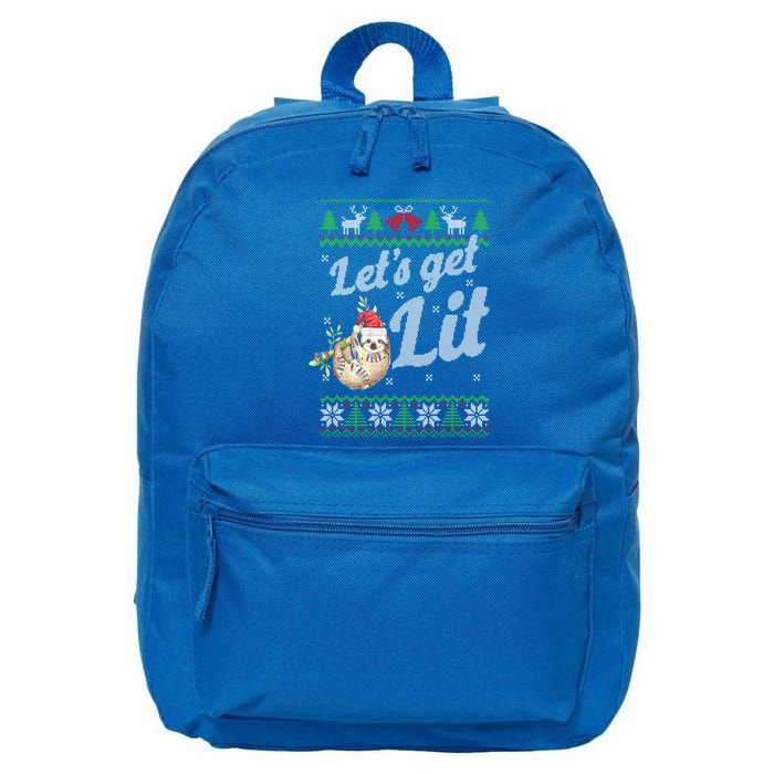 Let's Get Lit Funny Sloth Christmas Funny Sloth Lovers Meaningful Gift 16 in Basic Backpack