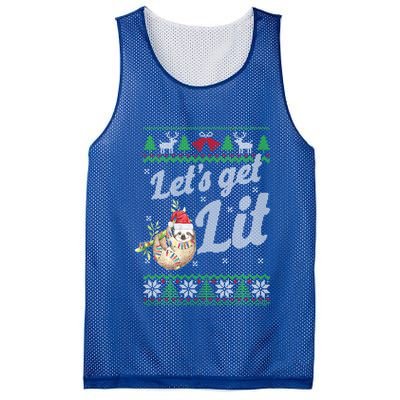 Let's Get Lit Funny Sloth Christmas Funny Sloth Lovers Meaningful Gift Mesh Reversible Basketball Jersey Tank