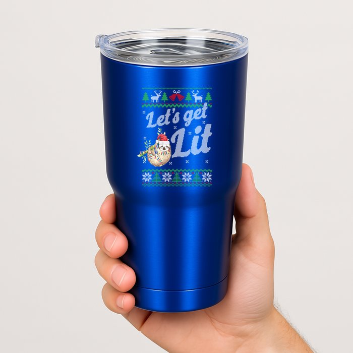 Let's Get Lit Funny Sloth Christmas Funny Sloth Lovers Meaningful Gift Tumbler