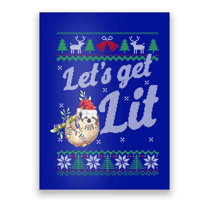 Let's Get Lit Funny Sloth Christmas Funny Sloth Lovers Meaningful Gift Poster